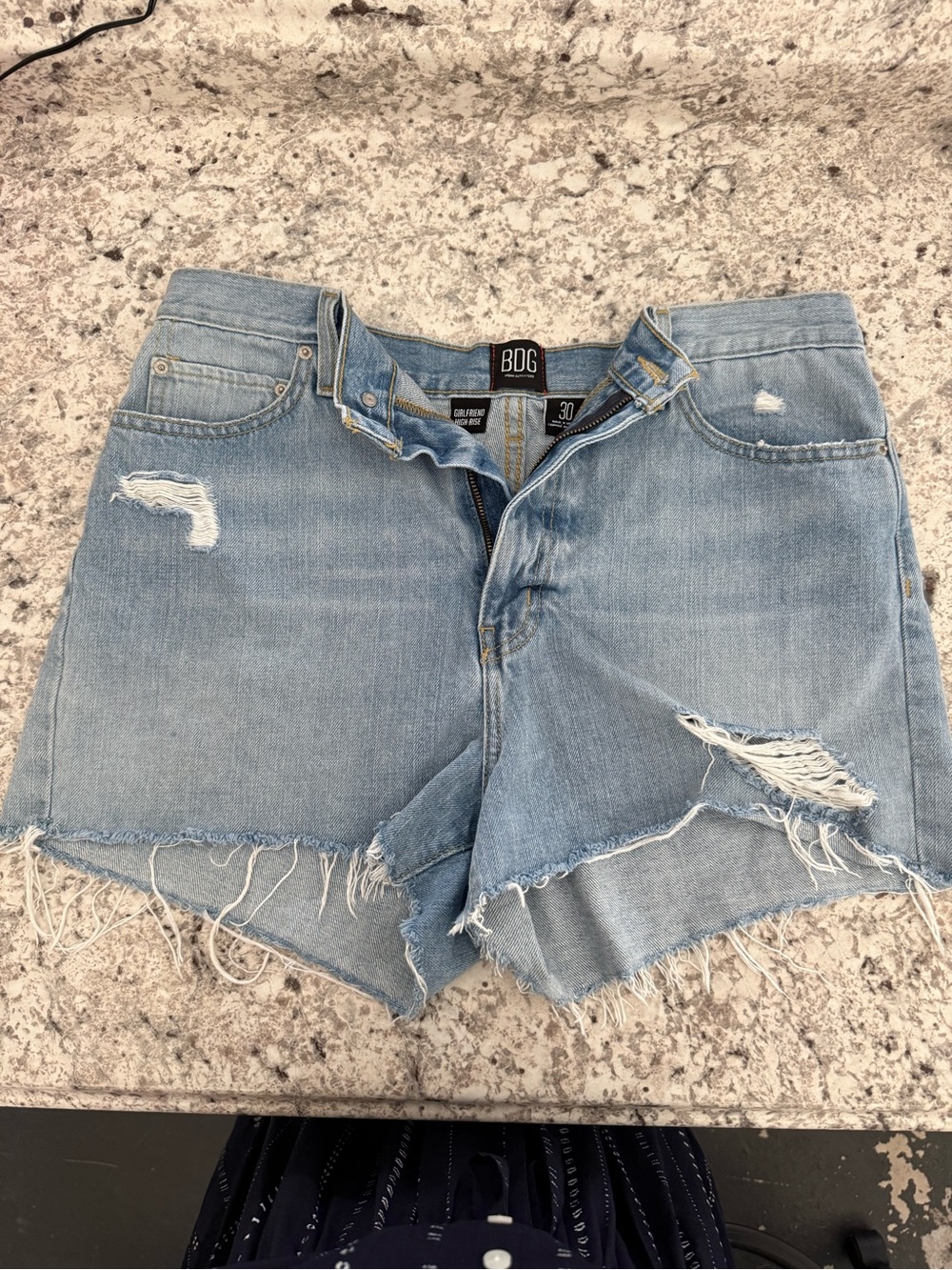 BDG Faded Light Blue Distressed Denim Cutoff Shorts